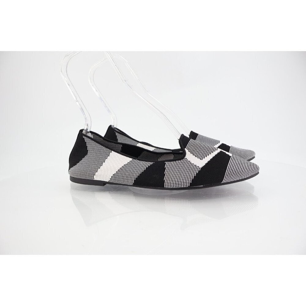Skechers Women's Cleo Sherlock Flats Size 10 Black White Knit Comfy Slip On Shoe